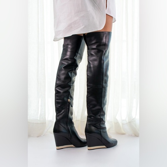 CHANEL CC Over The Knee Wedge Boot NEW - Picture 2 of 10